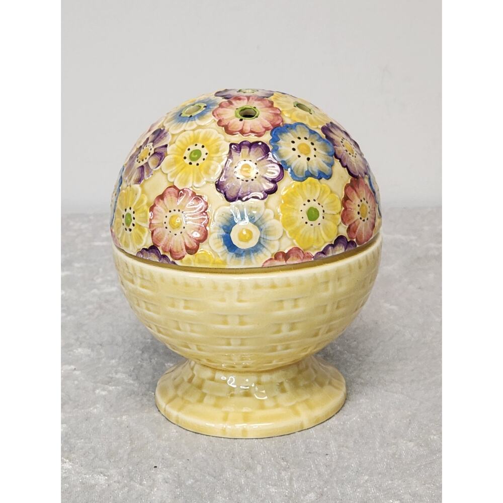 Vintage Lord Nelson Yellow w Flower Design Pot Puorri Pottery